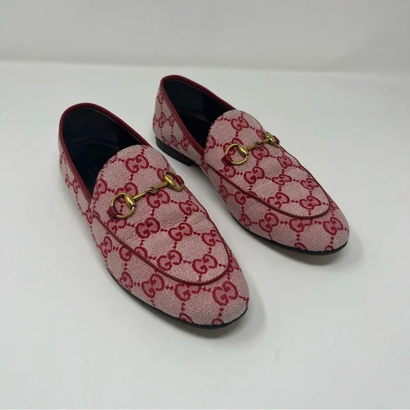 GUCCI JORDAAN CANVAS GG MONOGRAM HORSEBIT LOAFERS IN RED SIZE 37 - Picture 7 of 15